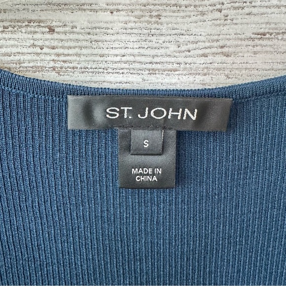 ST. JOHN Ribbed Scoop Neck Knit Wool Sweater Tank Top S Navy - Picture 2 of 5